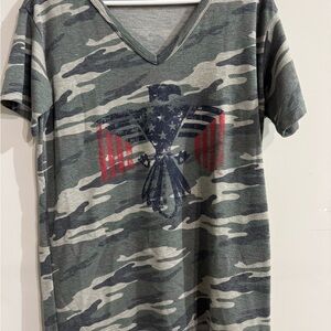 Camouflage V-Neck T-Shirt